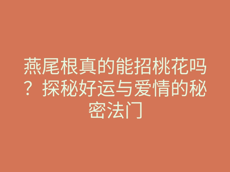 燕尾根真的能招桃花吗?探秘好运与爱情的秘密法门