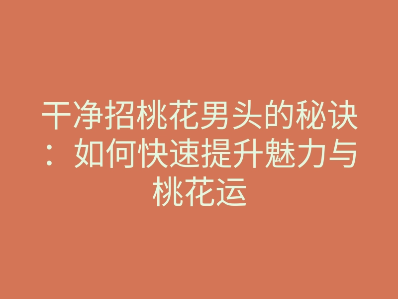 干净招桃花男头的秘诀:如何快速提升魅力与桃花运