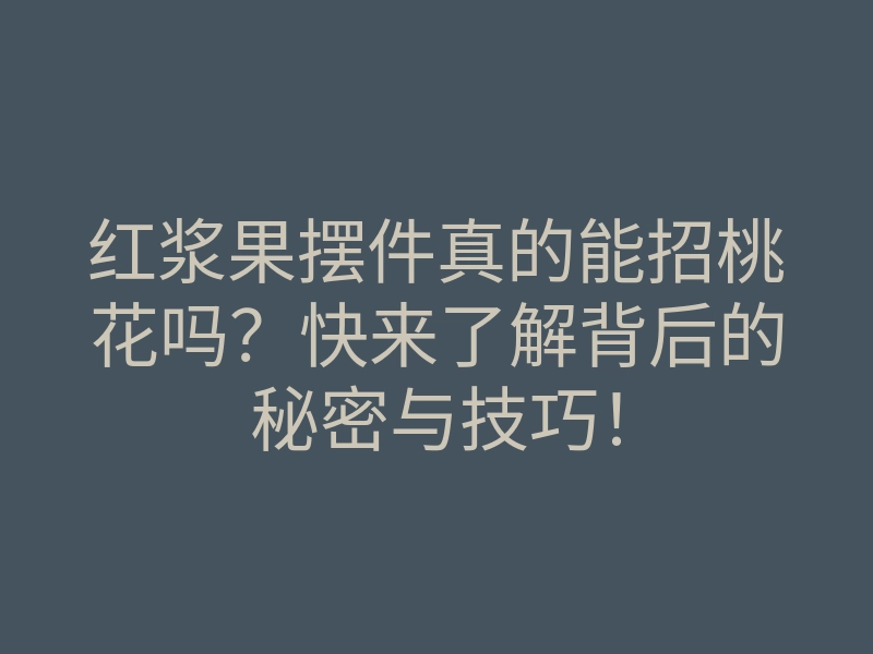 红浆果摆件真的能招桃花吗?快来了解背后的秘密与技巧!