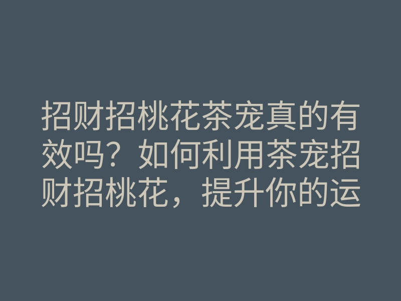 招财招桃花茶宠真的有效吗?如何利用茶宠招财招桃花,提升你的运势技巧