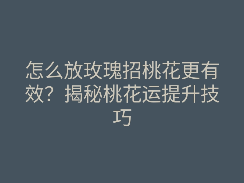 怎么放玫瑰招桃花更有效?揭秘桃花运提升技巧