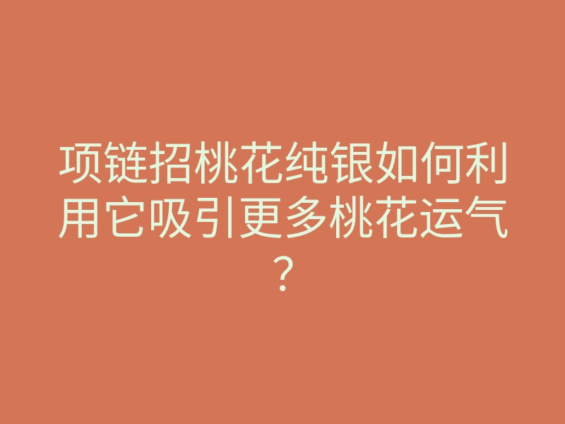 项链招桃花纯银如何利用它吸引更多桃花运气？