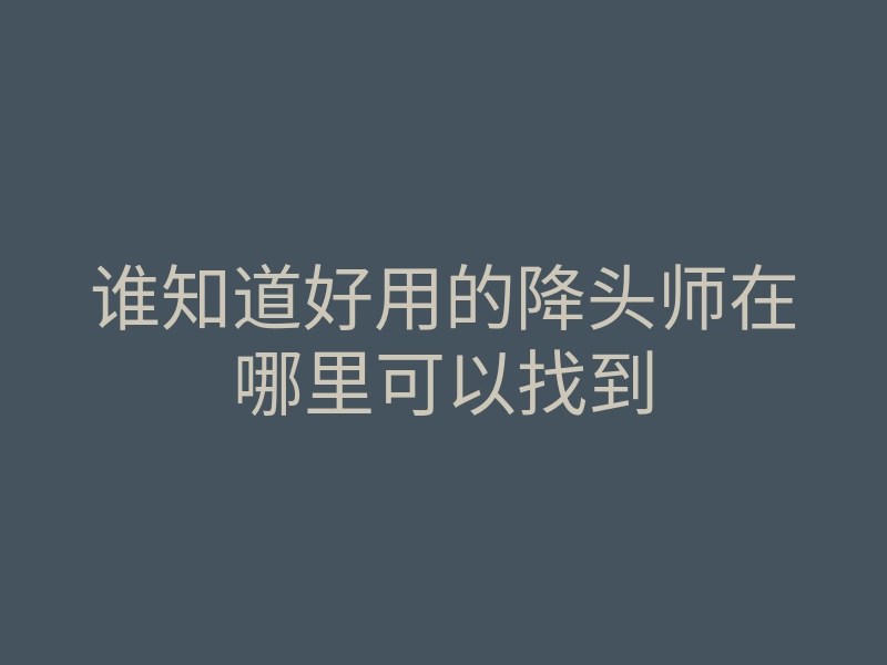 谁知道好用的降头师在哪里可以找到