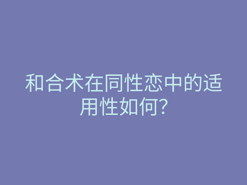 和合术在同性恋中的适用性如何?