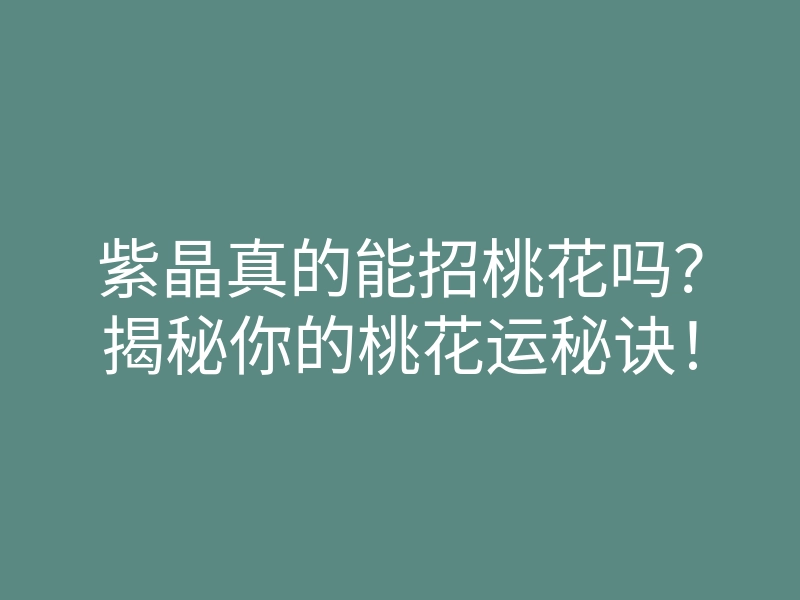 紫晶真的能招桃花吗?揭秘你的桃花运秘诀!