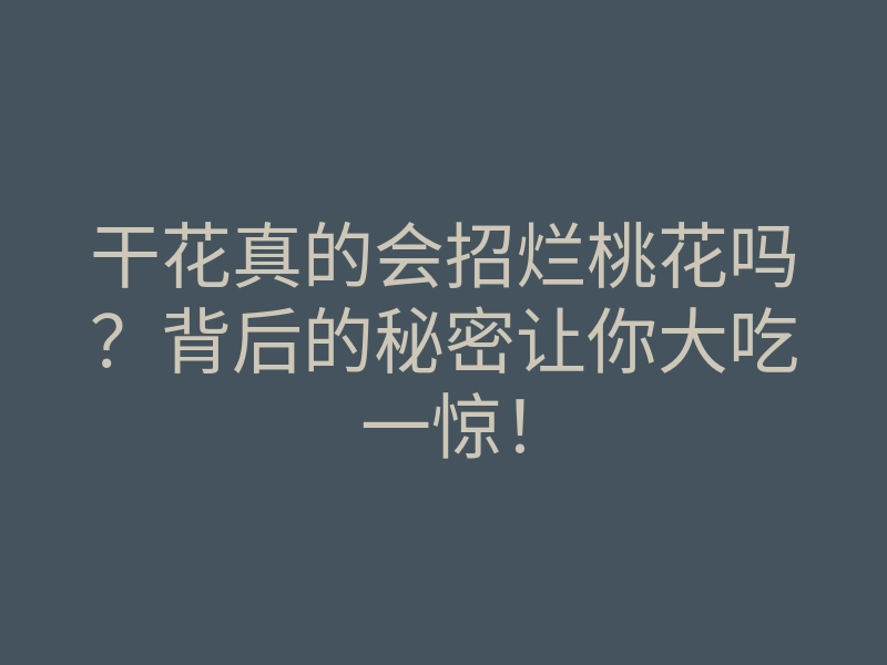 干花真的会招烂桃花吗?背后的秘密让你大吃一惊!