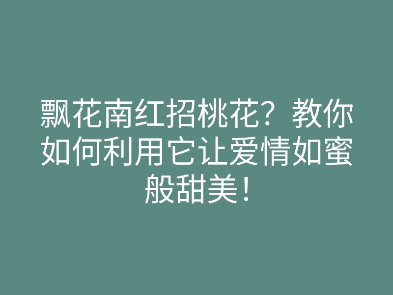 飘花南红招桃花?教你如何利用它让爱情如蜜般甜美!