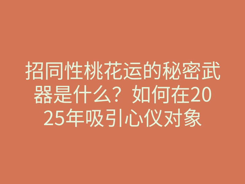 招同性桃花运的秘密武器是什么?如何在2025年吸引心仪对象