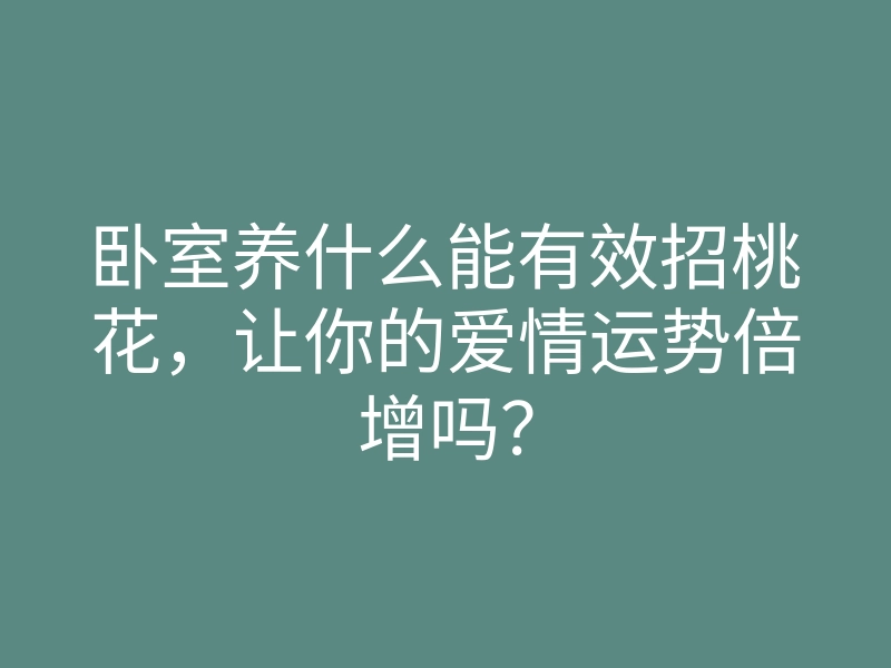 卧室养什么能有效招桃花，让你的爱情运势倍增吗？
