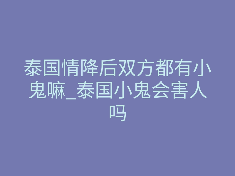 泰国情降后双方都有小鬼嘛_泰国小鬼会害人吗
