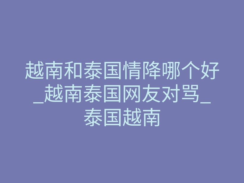 越南和泰国情降哪个好_越南泰国网友对骂_泰国越南