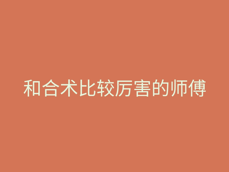 和合术比较厉害的师傅