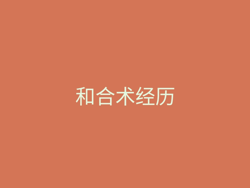 和合术经历