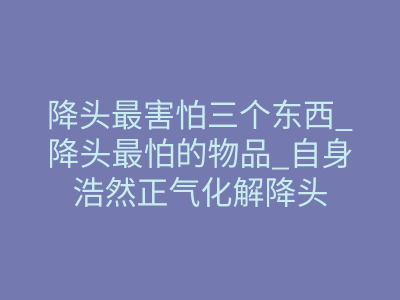 降头最害怕三个东西_降头最怕的物品_自身浩然正气化解降头