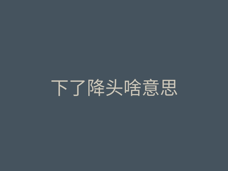 下了降头啥意思