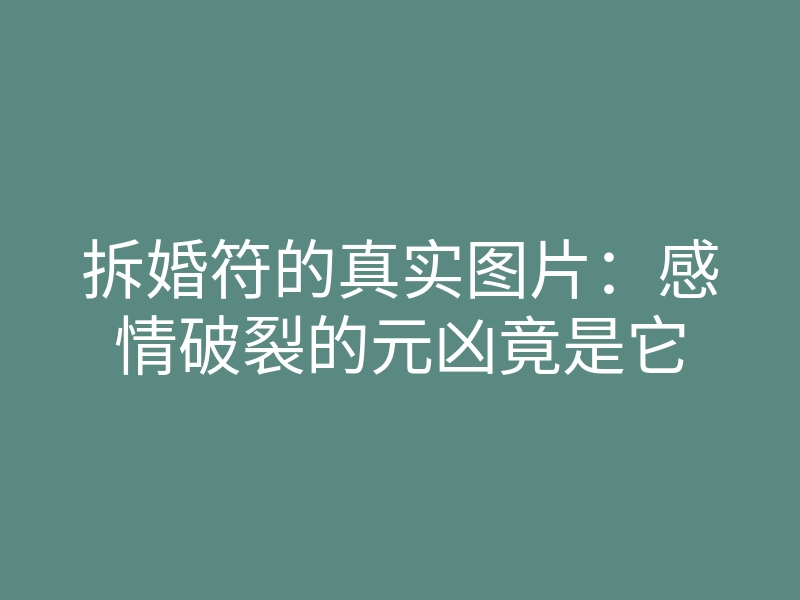 拆婚符的真实图片:感情破裂的元凶竟是它