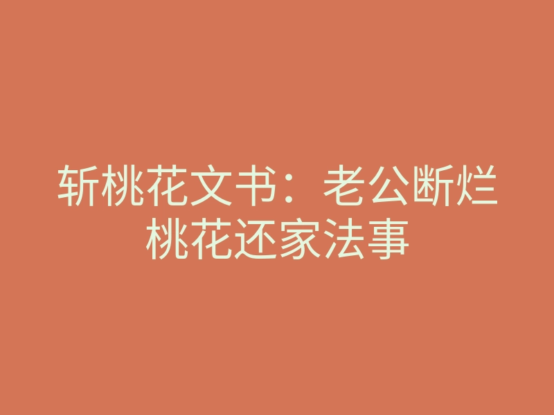 斩桃花文书：老公断烂桃花还家法事