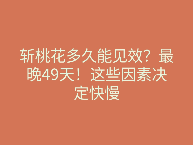 斩桃花多久能见效?最晚49天!这些因素决定快慢