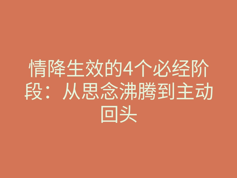 情降生效的4个必经阶段:从思念沸腾到主动回头