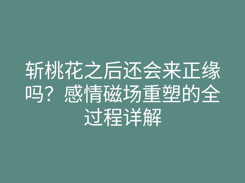 斩桃花之后还会来正缘吗?感情磁场重塑的全过程详解