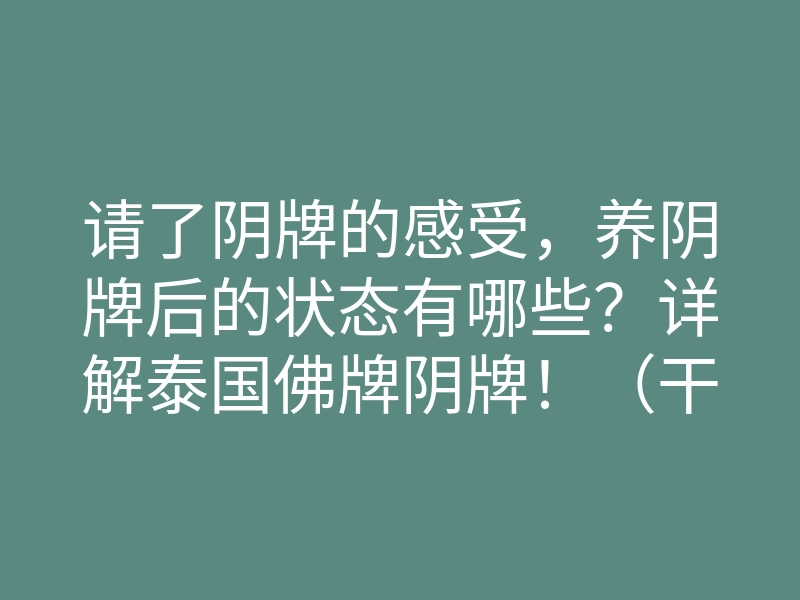 请了阴牌的感受,养阴牌后的状态有哪些?详解泰国佛牌阴牌!(干货)