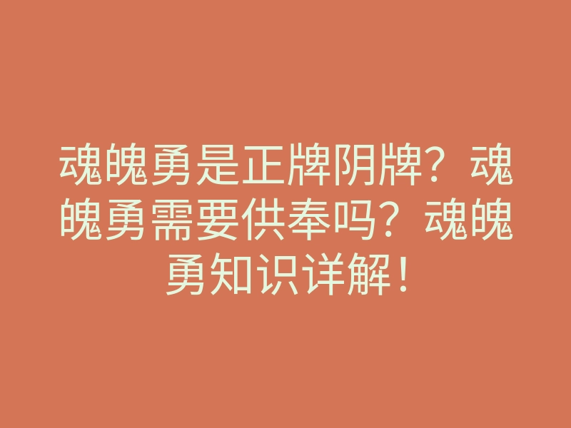 魂魄勇是正牌阴牌?魂魄勇需要供奉吗?魂魄勇知识详解!