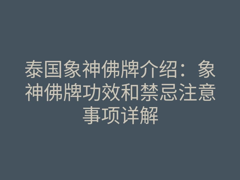 泰国象神佛牌介绍:象神佛牌功效和禁忌注意事项详解