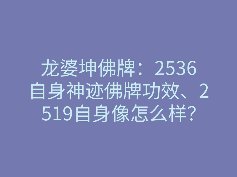 龙婆坤佛牌:2536自身神迹佛牌功效、2519自身像怎么样?