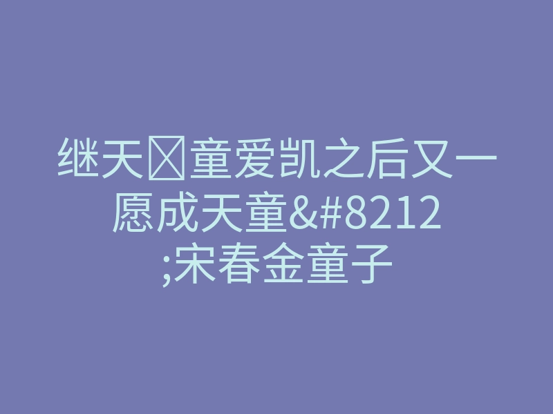 继天童爱凯之后又一愿成天童—宋春金童子