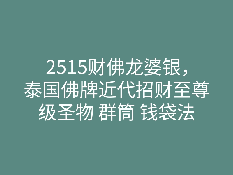 2515财佛龙婆银，泰国佛牌近代招财至尊级圣物 群筒 钱袋法相