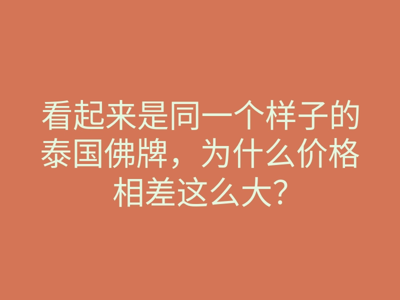 看起来是同一个样子的泰国佛牌,为什么价格相差这么大?