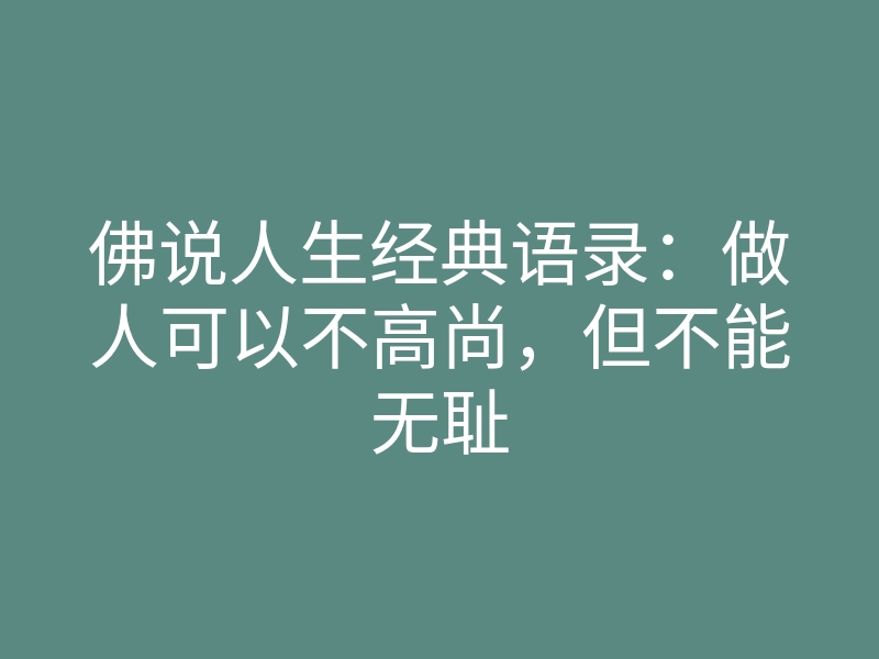 佛说人生经典语录:做人可以不高尚,但不能无耻