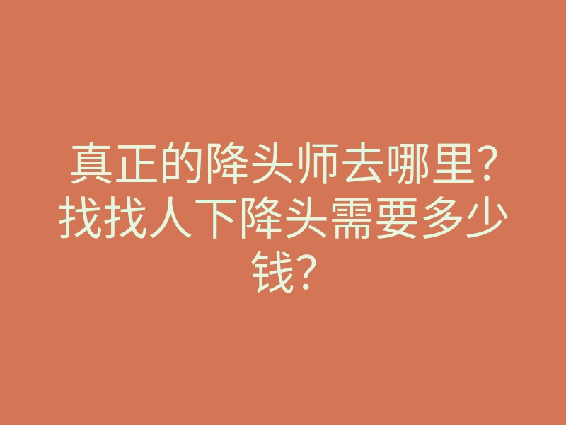 真正的降头师去哪里?找找人下降头需要多少钱?