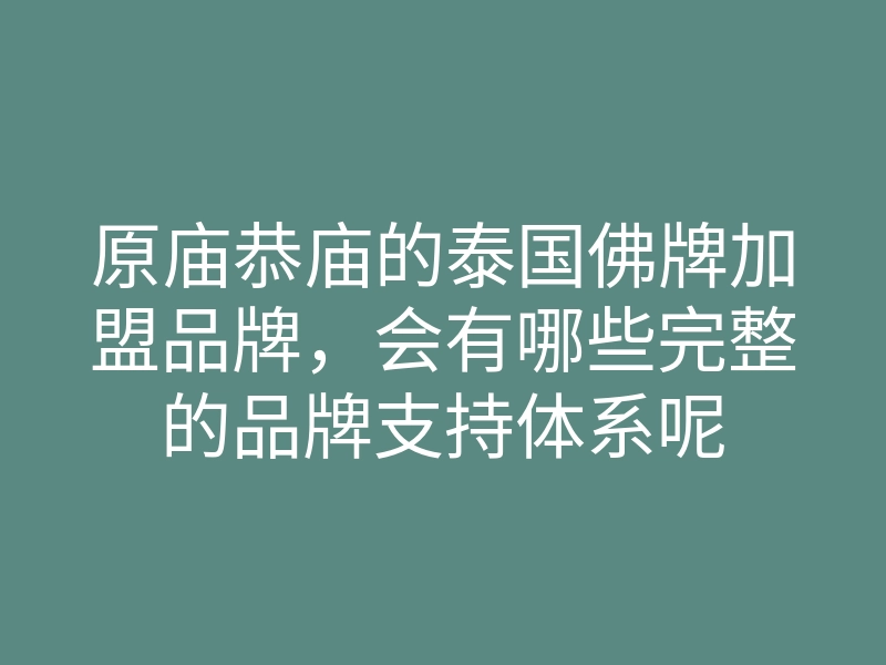 原庙恭庙的泰国佛牌加盟品牌，会有哪些完整的品牌支持体系呢