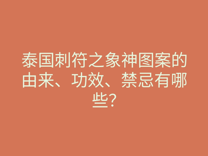泰国刺符之象神图案的由来、功效、禁忌有哪些?