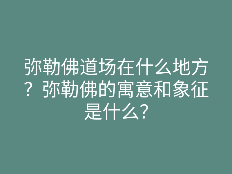 弥勒佛道场在什么地方?弥勒佛的寓意和象征是什么?