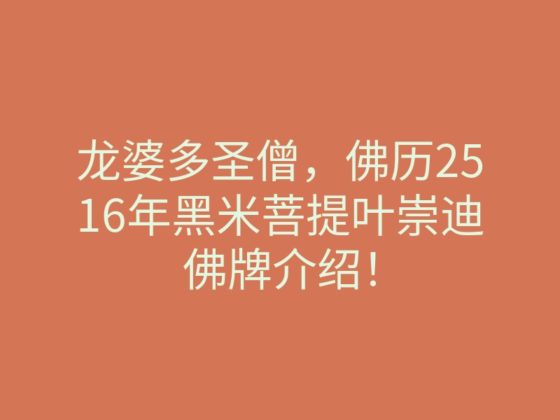龙婆多圣僧,佛历2516年黑米菩提叶崇迪佛牌介绍!