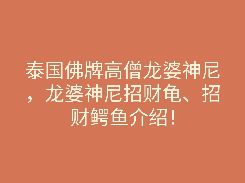 泰国佛牌高僧龙婆神尼，龙婆神尼招财龟、招财鳄鱼介绍！
