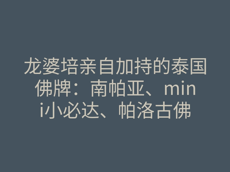 龙婆培亲自加持的泰国佛牌:南帕亚、mini小必达、帕洛古佛
