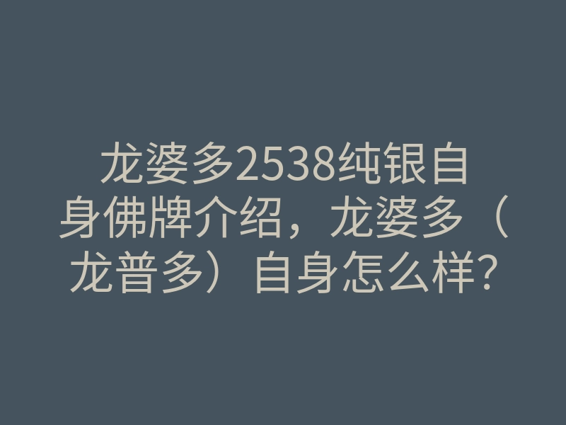 龙婆多2538纯银自身佛牌介绍,龙婆多(龙普多)自身怎么样?