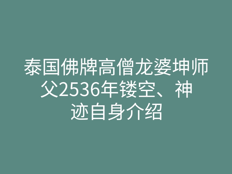 泰国佛牌高僧龙婆坤师父2536年镂空、神迹自身介绍