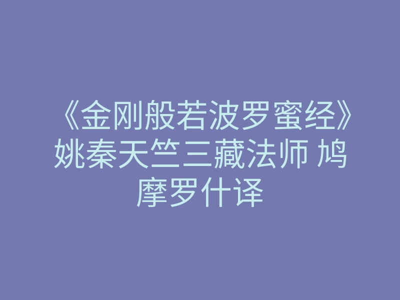 《金刚般若波罗蜜经》姚秦天竺三藏法师 鸠摩罗什译
