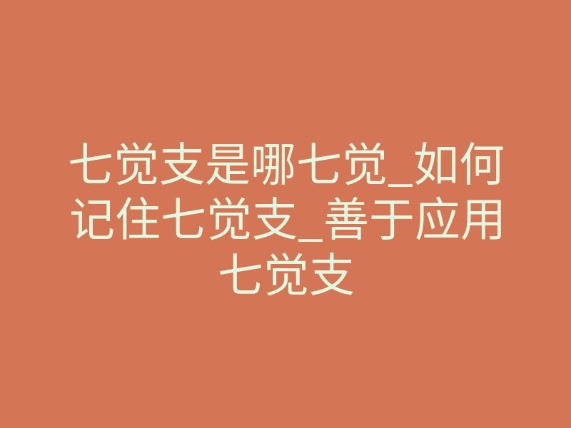 七觉支是哪七觉_如何记住七觉支_善于应用七觉支