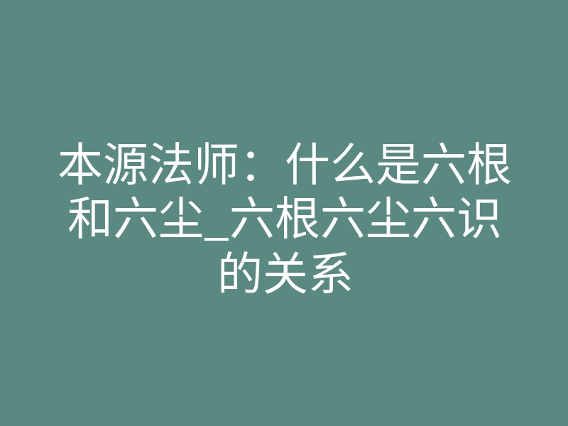 本源法师:什么是六根和六尘_六根六尘六识的关系