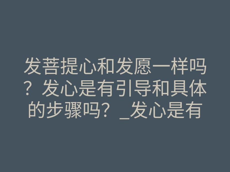发菩提心和发愿一样吗?发心是有引导和具体的步骤吗?_发心是有引导和具体的步骤吗?
