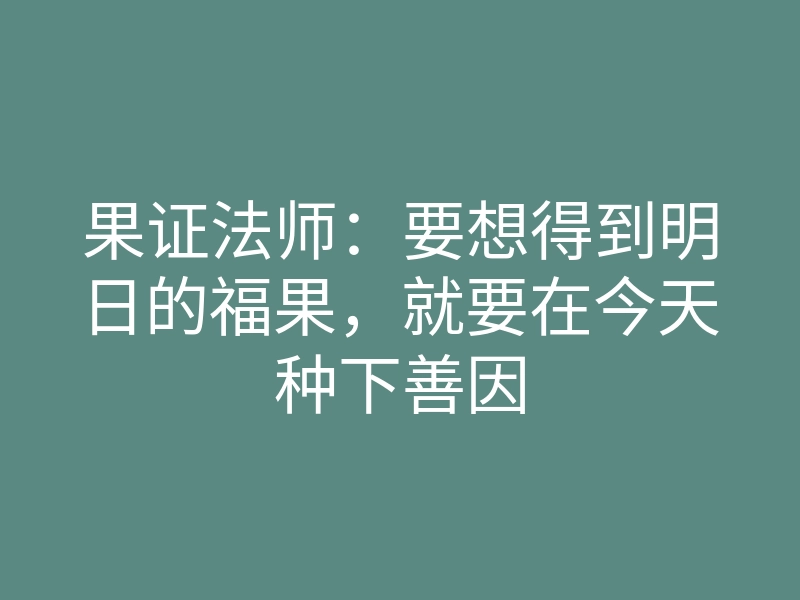 果证法师:要想得到明日的福果,就要在今天种下善因