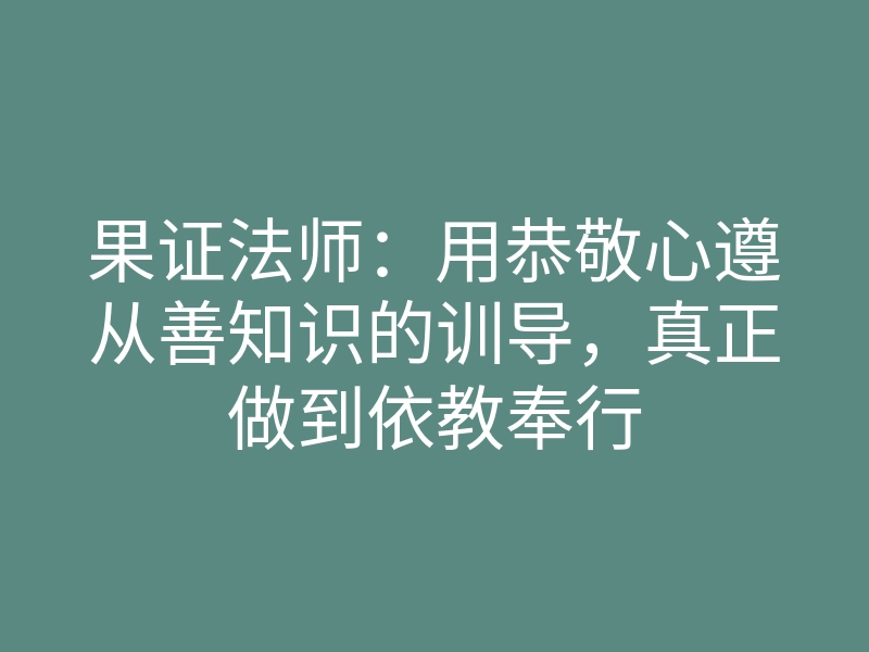 果证法师:用恭敬心遵从善知识的训导,真正做到依教奉行