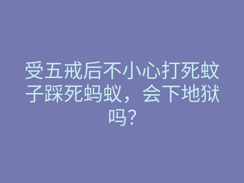 受五戒后不小心打死蚊子踩死蚂蚁,会下地狱吗?