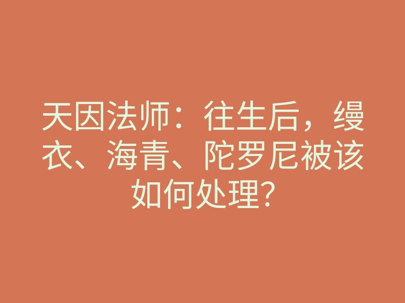 天因法师:往生后,缦衣、海青、陀罗尼被该如何处理?
