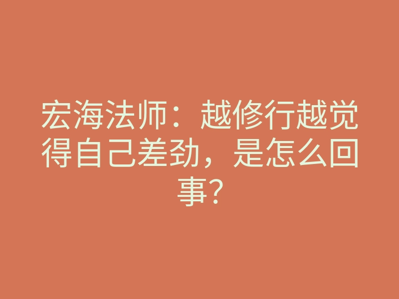 宏海法师:越修行越觉得自己差劲,是怎么回事?